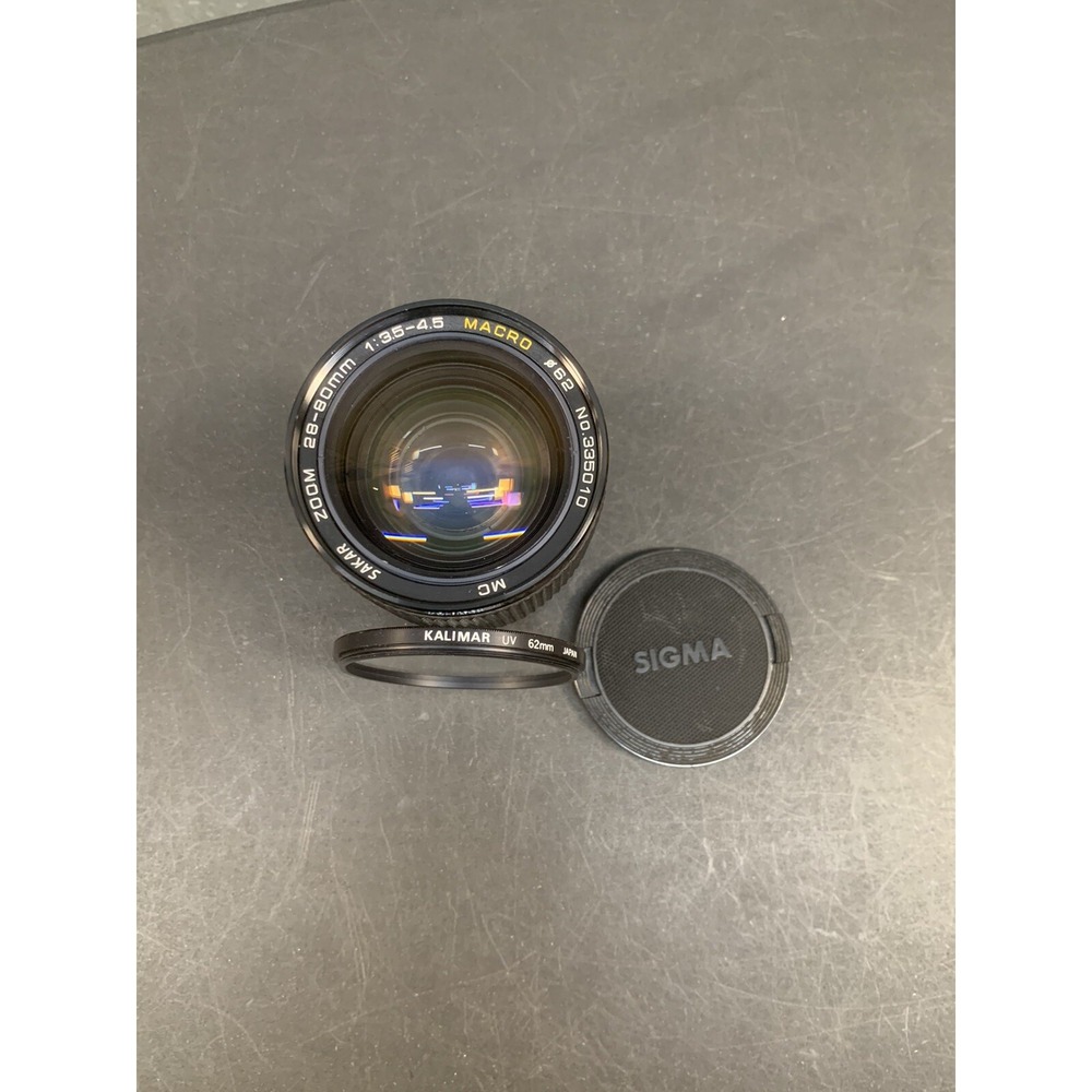 Sakar Macro Auto Focus Zoom 28-80mm 1:3.5-4.5 Lens + Kalimar UV Filter -Untested